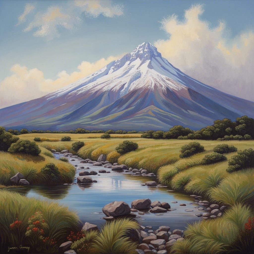Mount Taranaki AI Generated Artwork NightCafe Creator