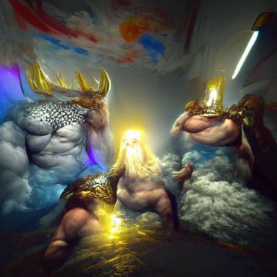 Norse gods having a huge feast