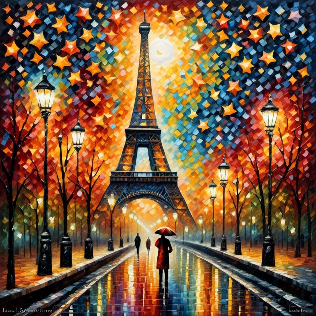 <lora:ImpastoXL:1.0><lora:WaterPointXL:0.2>
<lora:DadaismSunnyDayXL:0.2><lora:RomanticCompXL:0.2> Paris  quarter Eiffel tower streetlight mi...