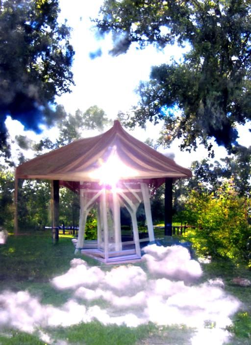 Gazebo At The Park heavenly sunshine beams divine bright sof...