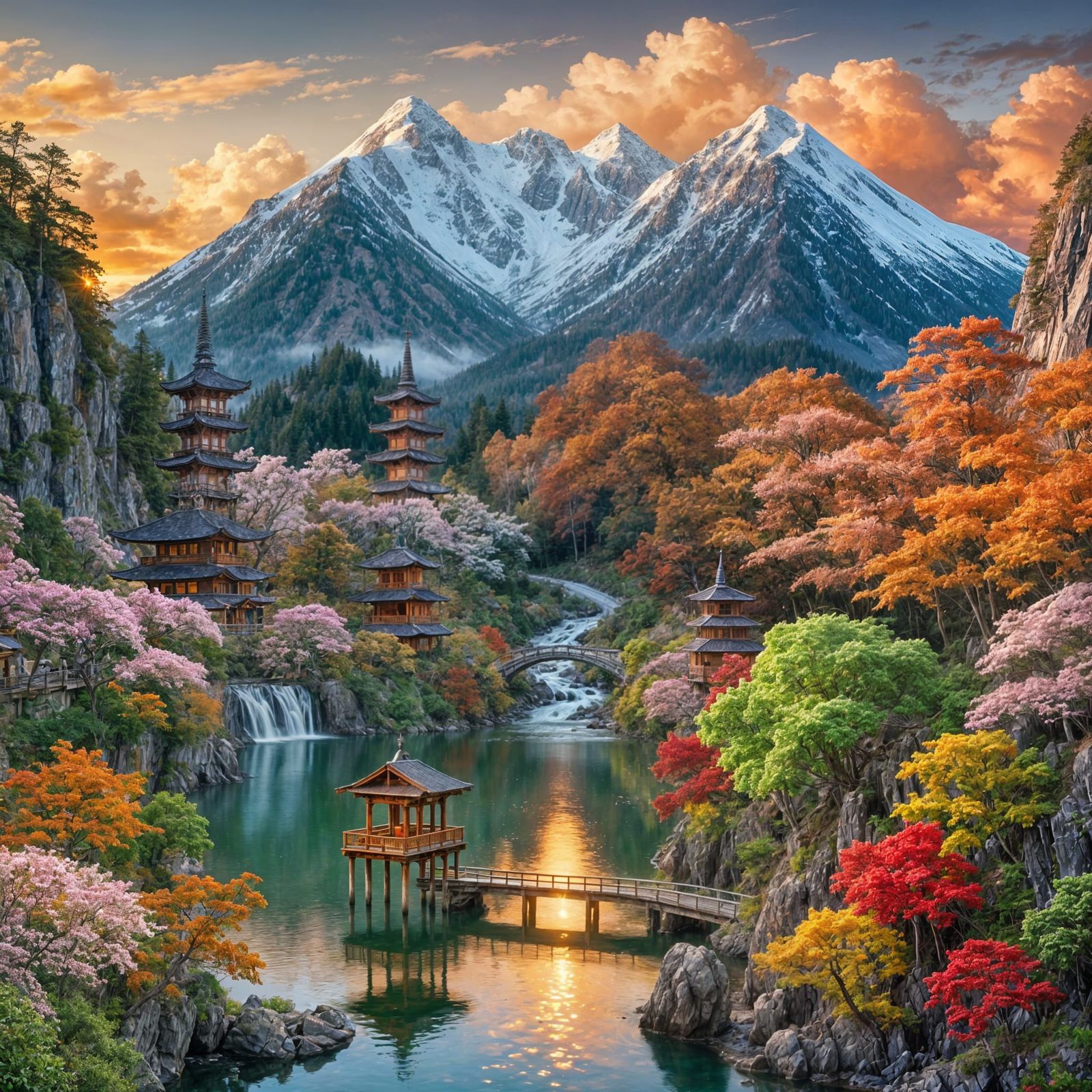 Detailed Japanese Village Landscape