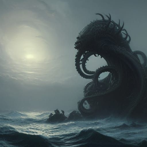 kraken horror Gustave Doré Greg Rutkowski