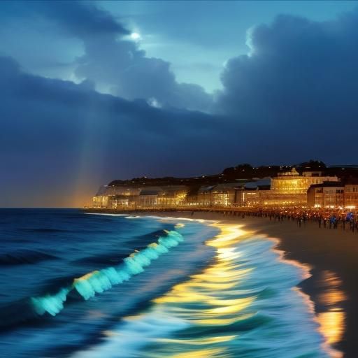 Ocean Festival at Night with Divine Light