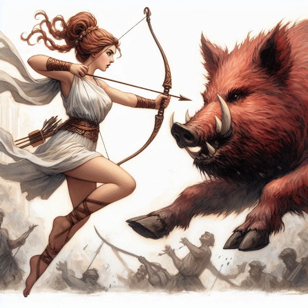 Atalanta hunts the Calydonian boar3