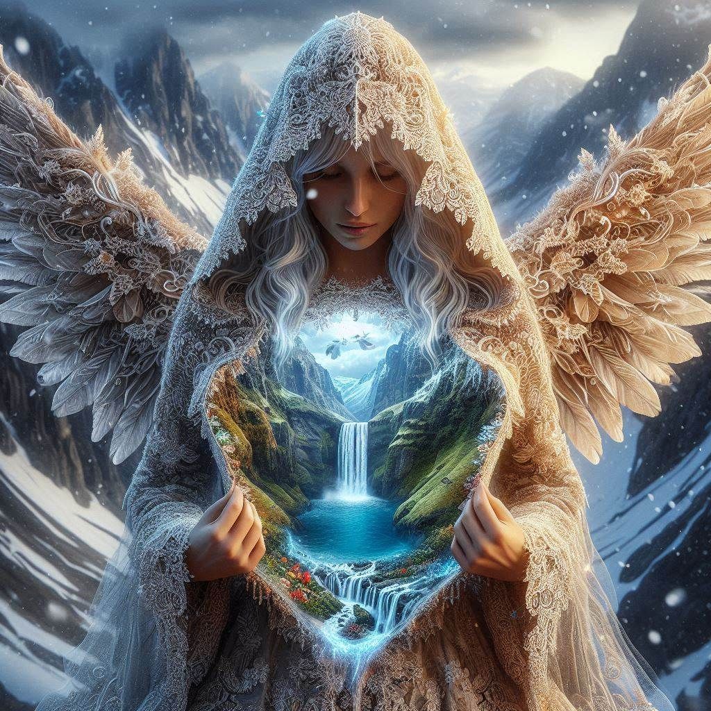 White Lace Angel Fairy of the ice kingdom