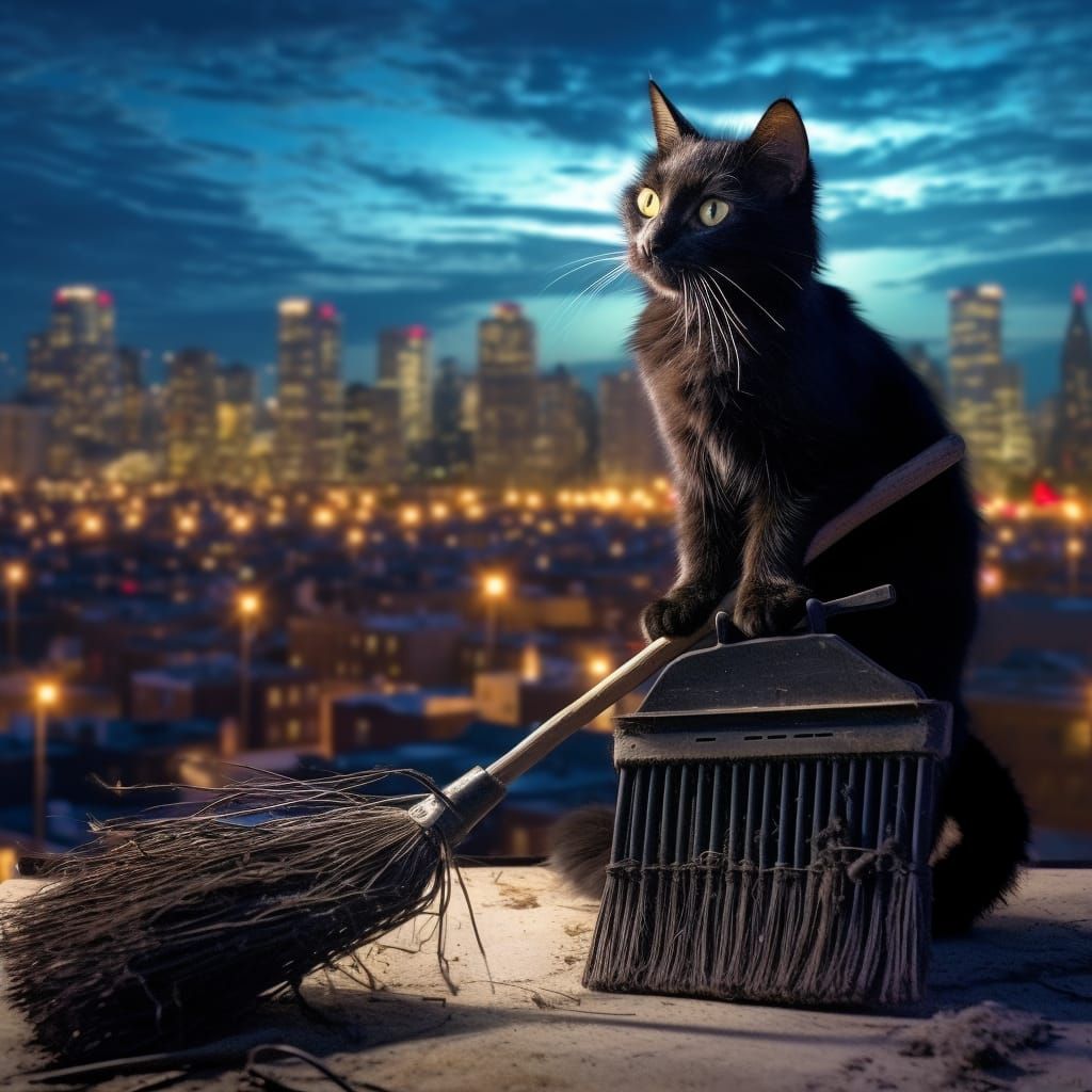 Cat with a Broom
