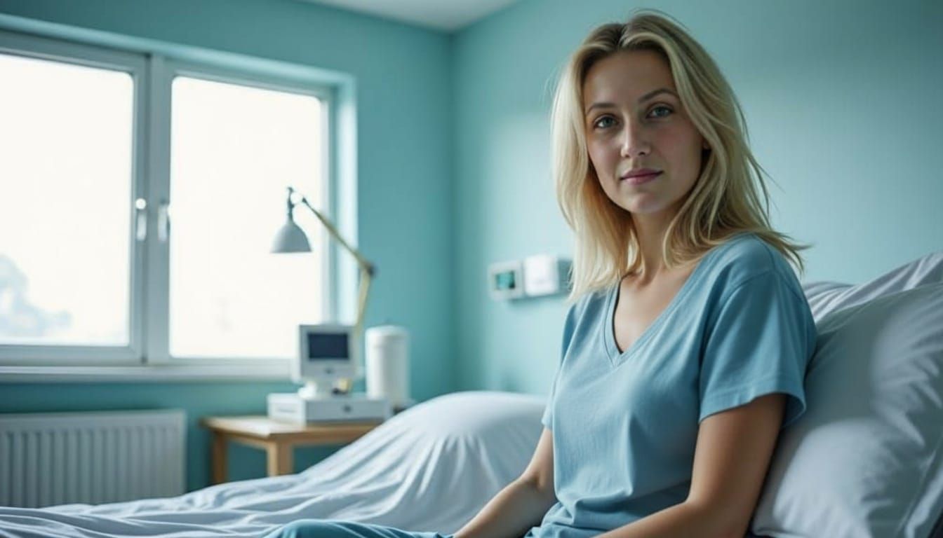 Sonia B Wakes Up in Hospital Room with a Gaze to the Right