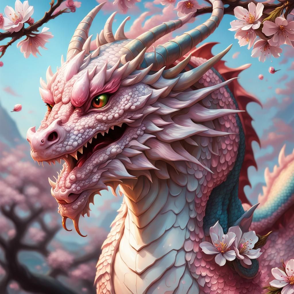 Cherry Blossoms dragons - AI Generated Artwork - NightCafe Creator