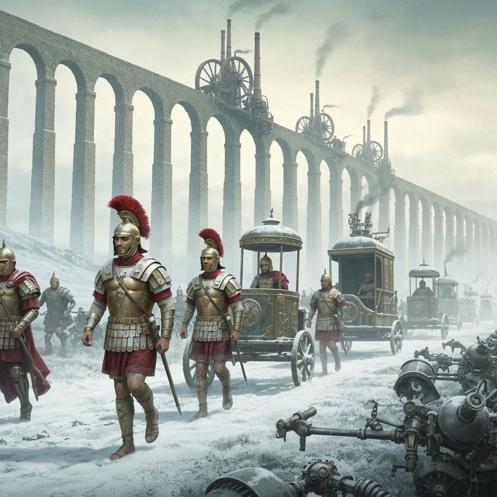 An alternate history where the Roman Empire discovered and harnessed the power of steam. A colossal Roman ...  by @Mandy96