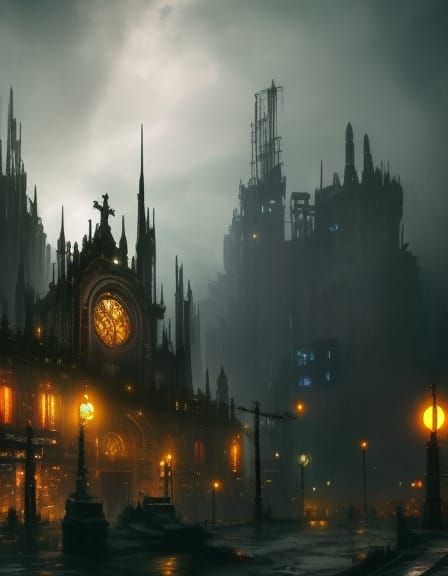 Post-apocalyptic Cyberpunk Medieval Gothic Church - AI Generated ...