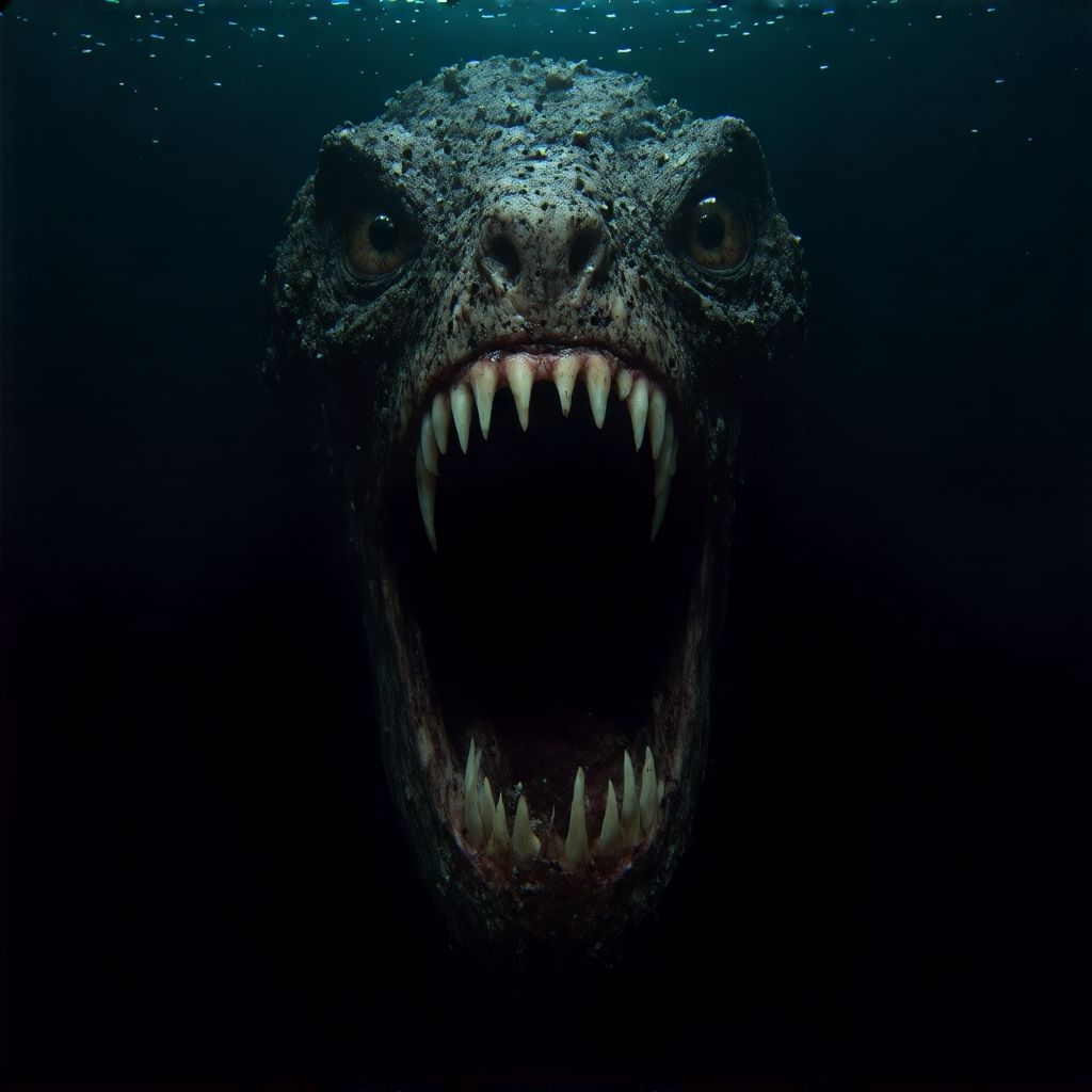 1997 The bloop creature ominously staring directly at the sc...