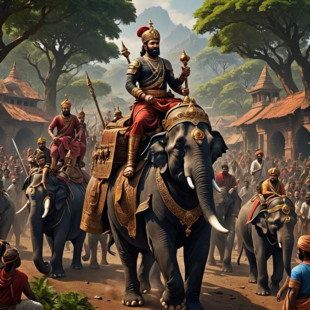 Chhatrapati Shivaji King of Maharashtra riding on an elephan...