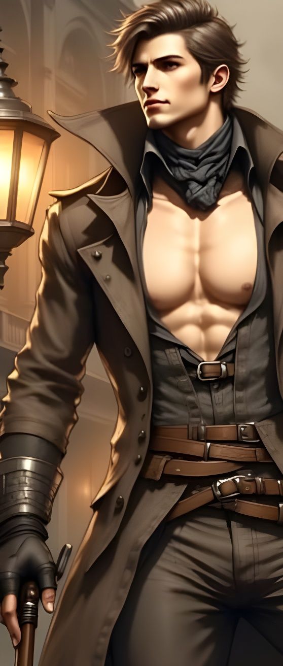 A tall athletic handsome jock with a plump posterior as a Hunter from Bloodborne. <lora:Handsome Anime Male:1.0>