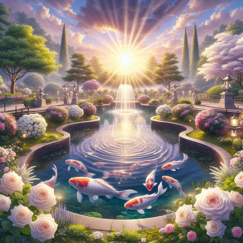 Китайский сад с карпами