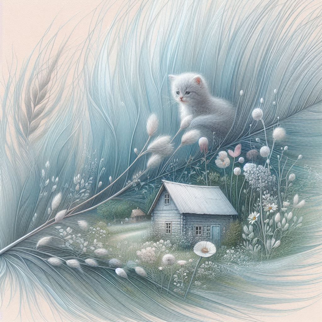 Wabi-Sabi Kitten on a Feather #2