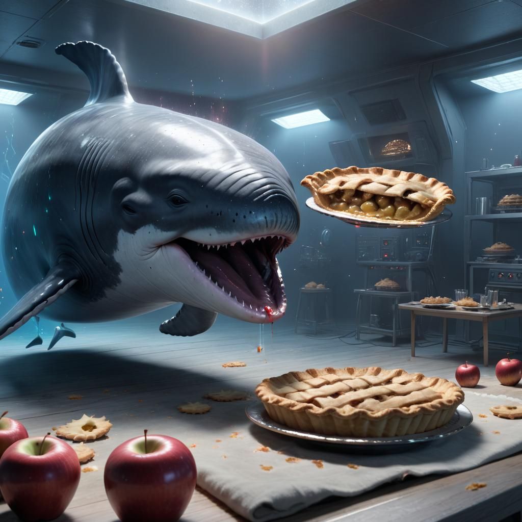 Grey Alien Whale Eating Apple Pies #995
