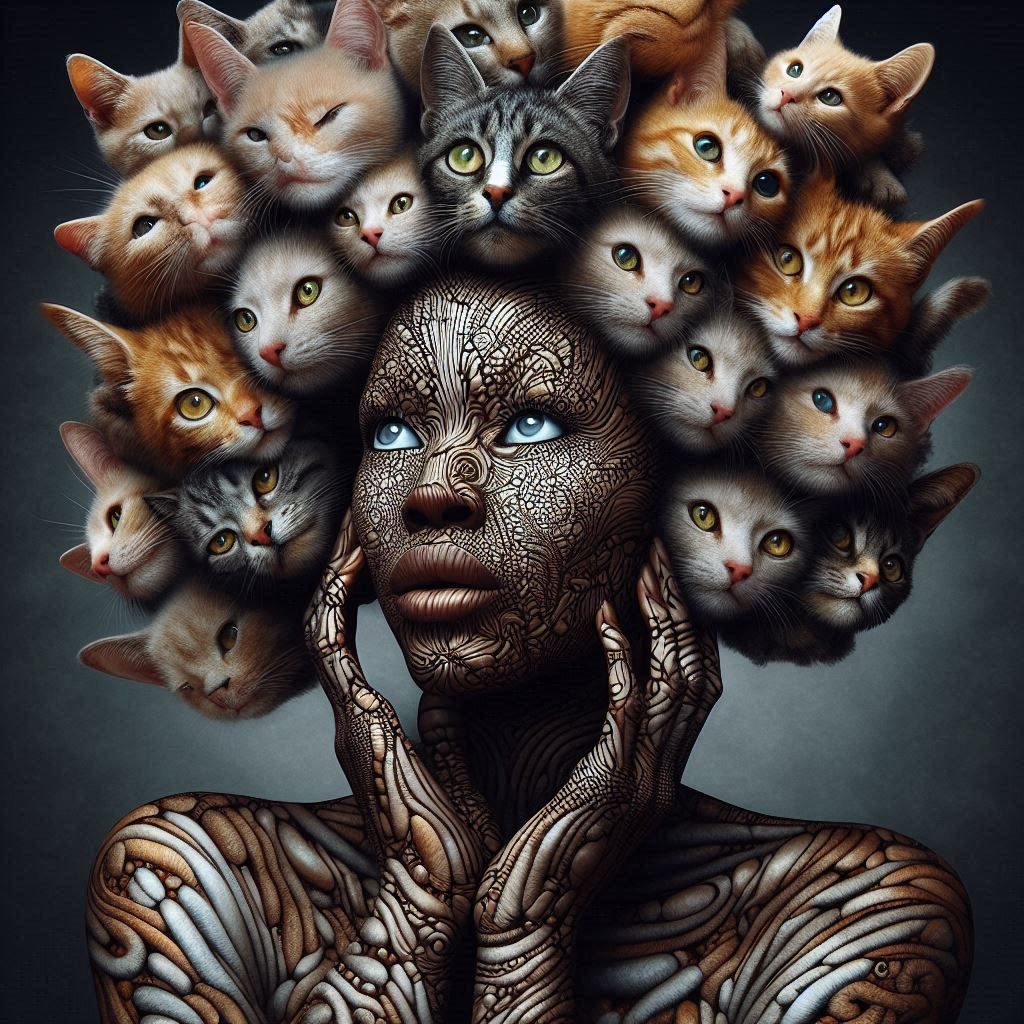 woman made of cats.