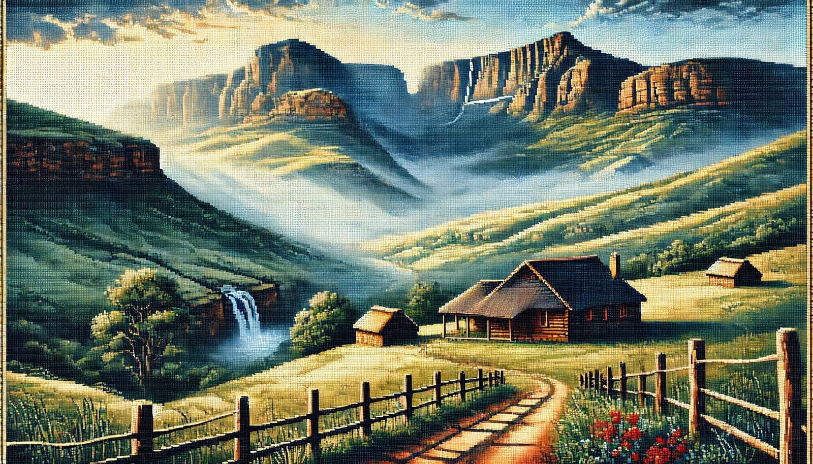 Landscape in cross-stitch ⛰️ 02