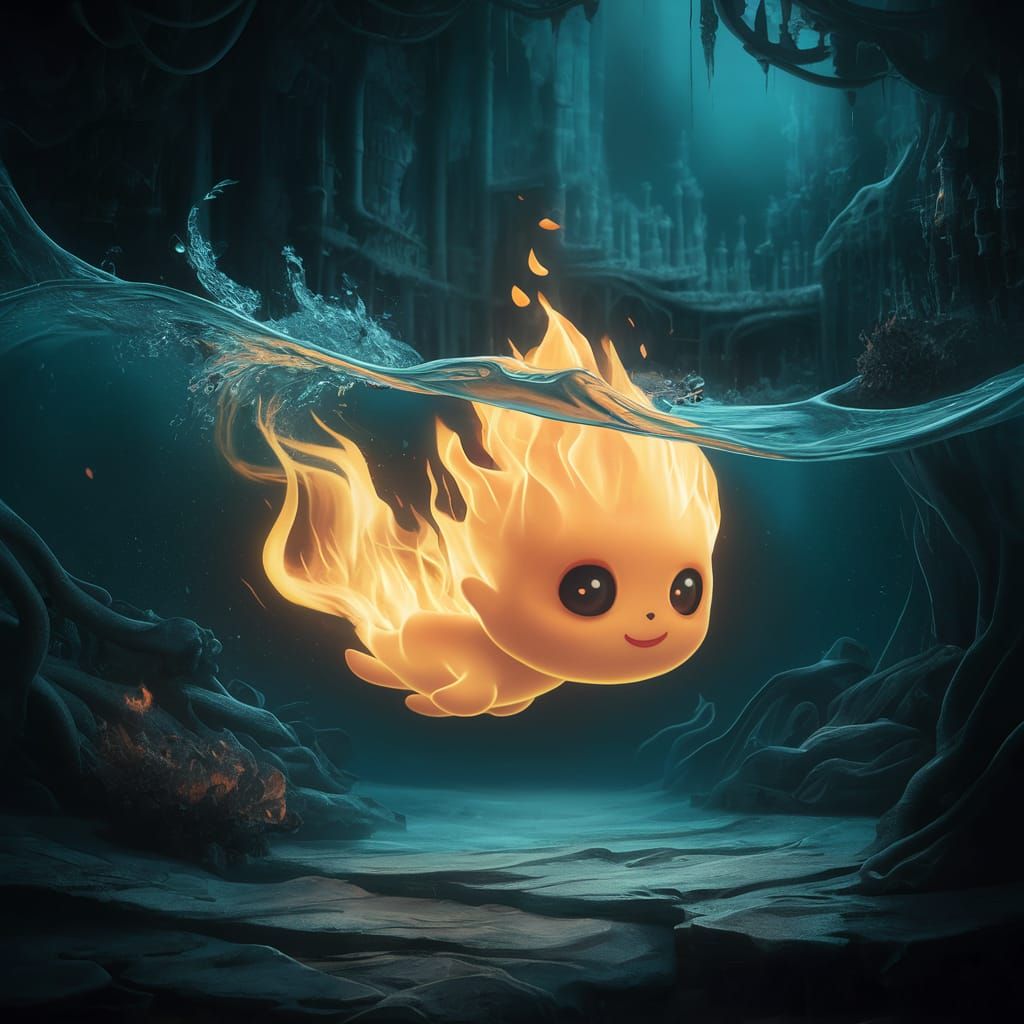 Magical Flame Fish in Water