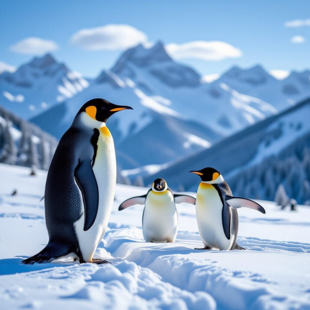 Icy Penguin Scene Generated from Emojis