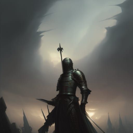 Valiant Knight in Gothic Armor: Dark Fantasy Art