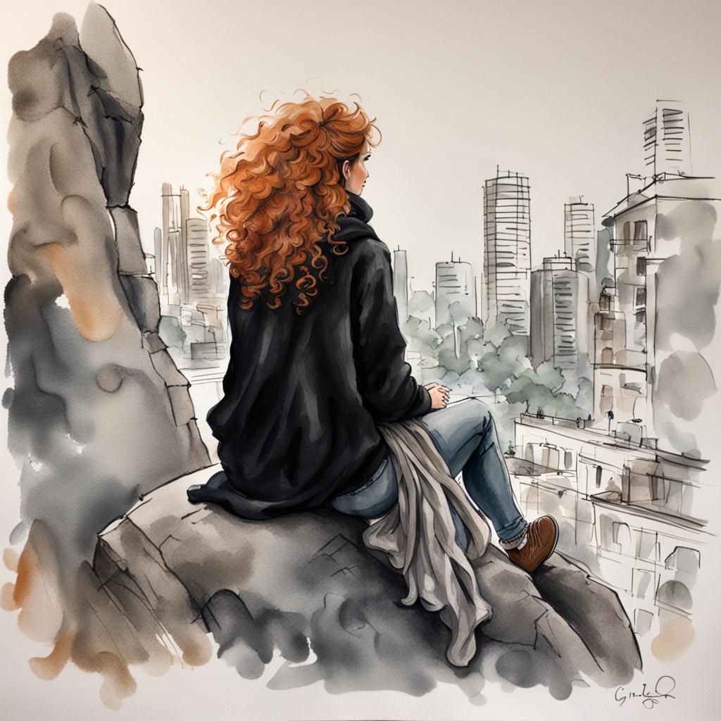An urban sketching painting of A close gourious pose from be...