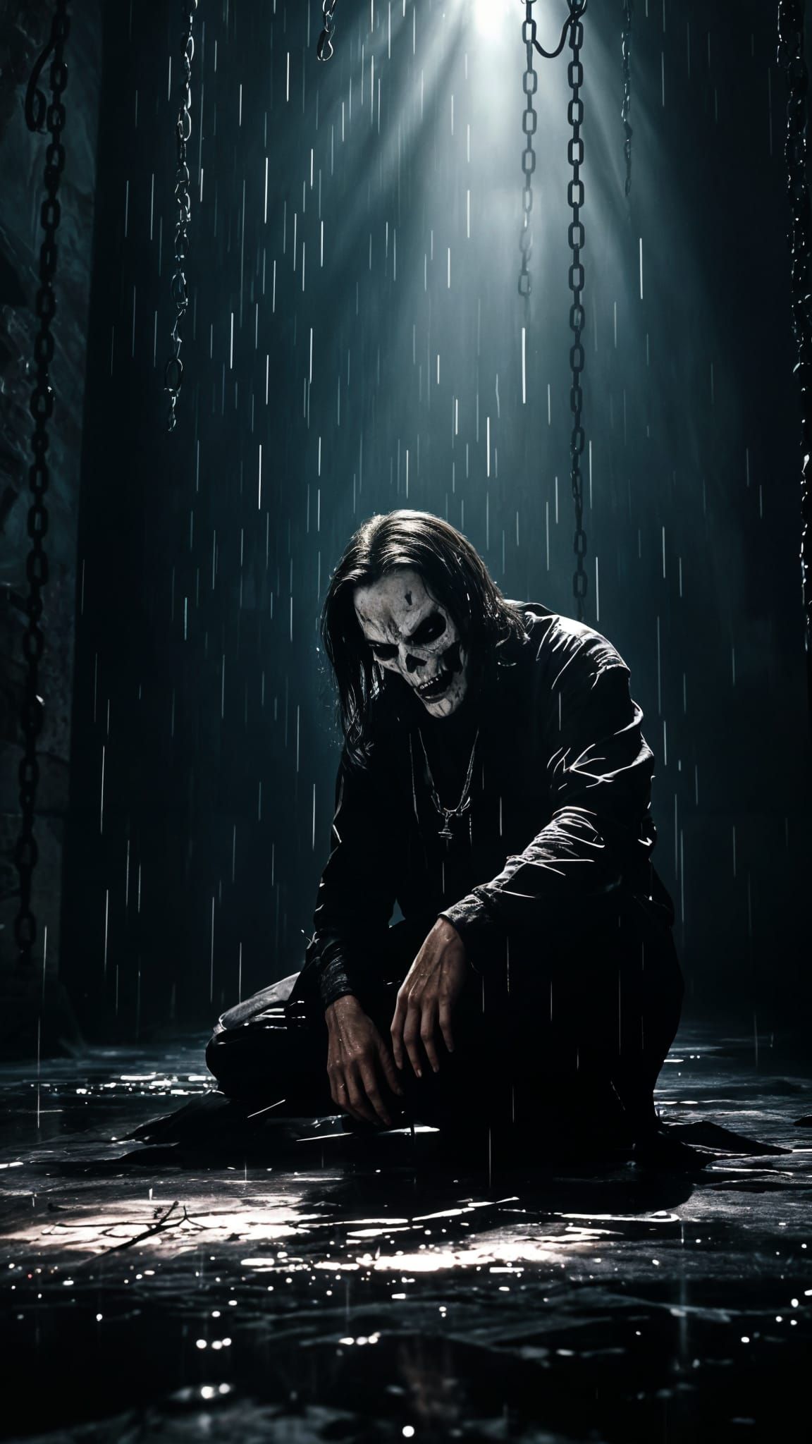 Sinister Figure in Dark Gothic Chamber