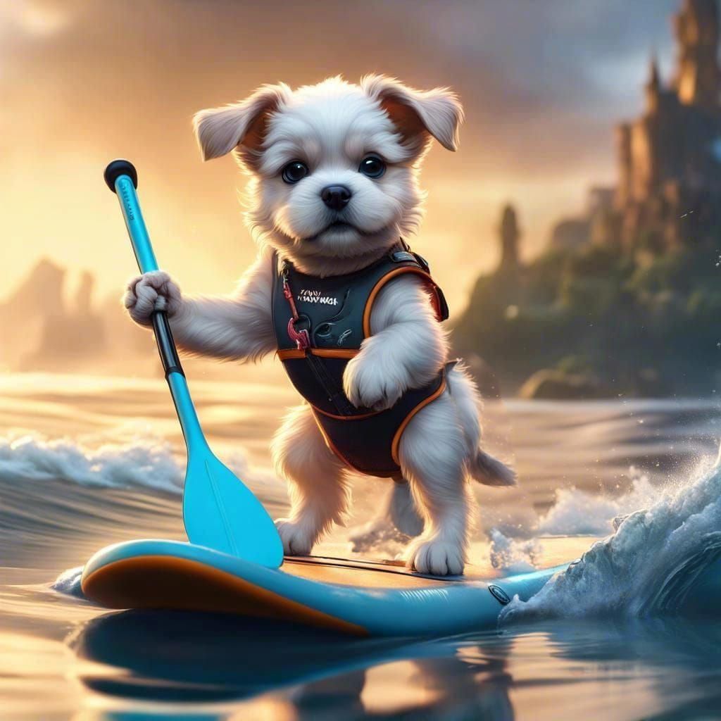 Paddle boarding Pooch  by @GreenNails 