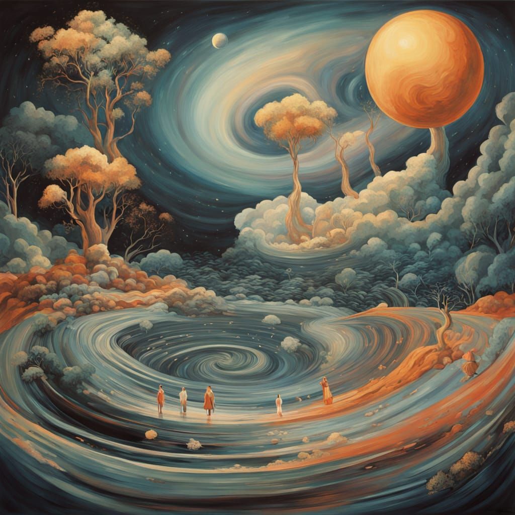 Dreamlike Surrealist Scene in Vibrant Technicolor Landscape