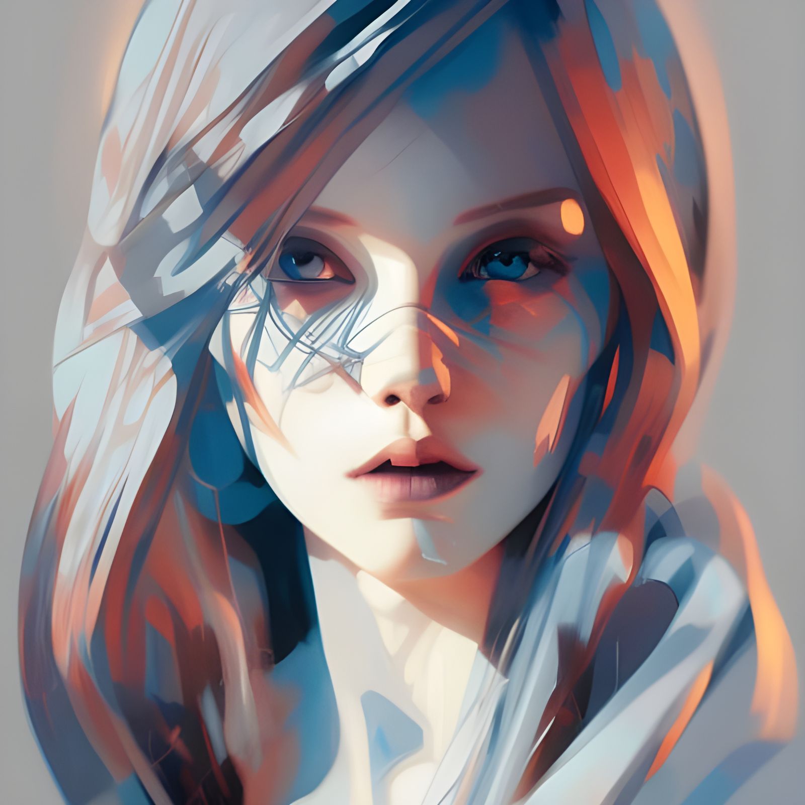 Karen Gillan, vampire hunter D, japanese wood block print, oldest tentical art, blue eyes  by @E_Morrison