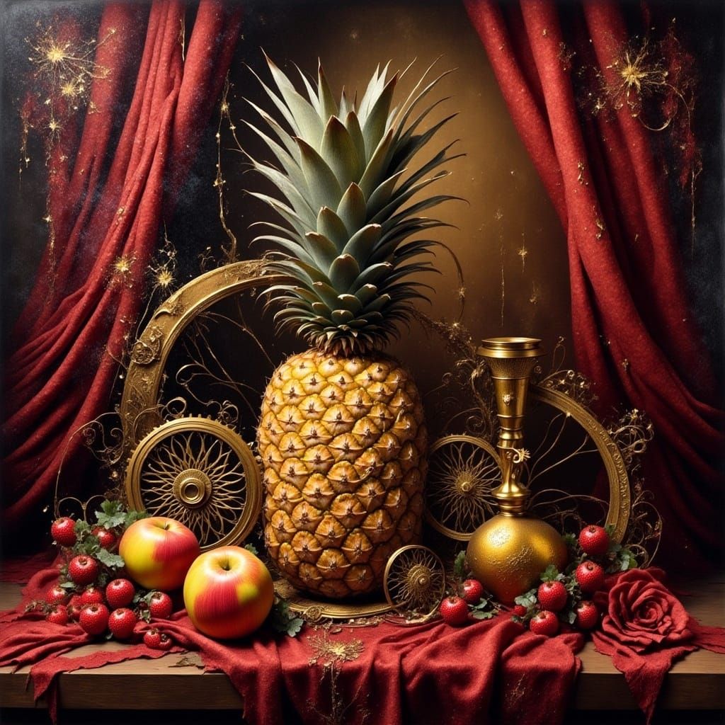 Still life with a pineapple and strange stuff