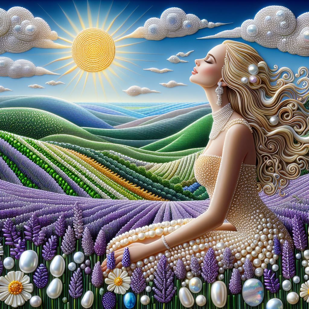 lavender lady, pearls and gemstones