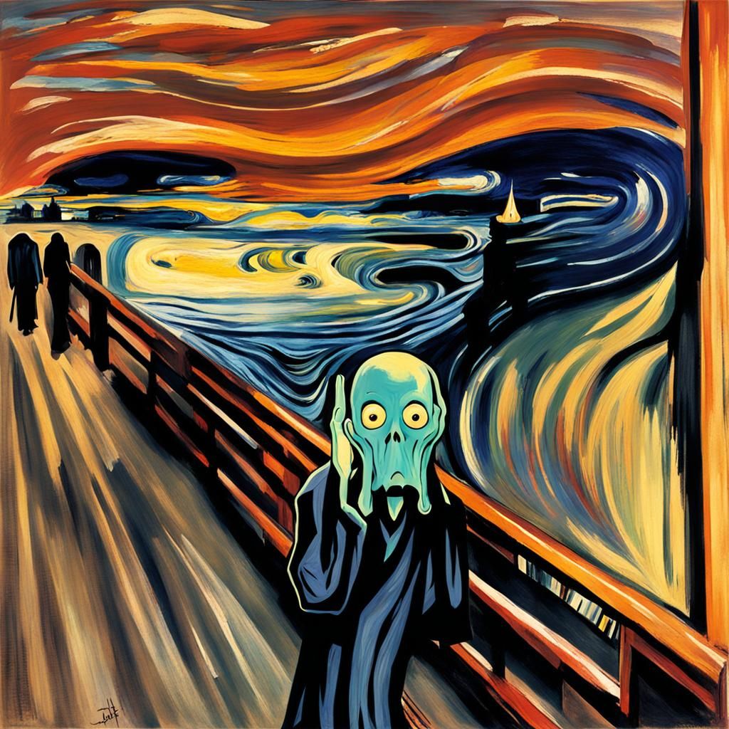 Emperor Palpatine fused with Munch's The Scream - AI Generated Artwork ...