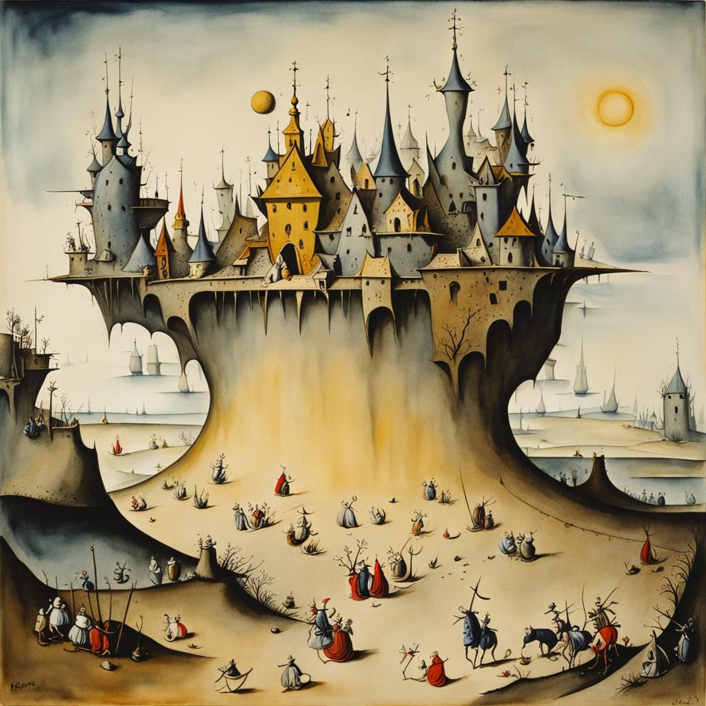 Surreal Pocketless Shirt in Rococo Watercolor Style