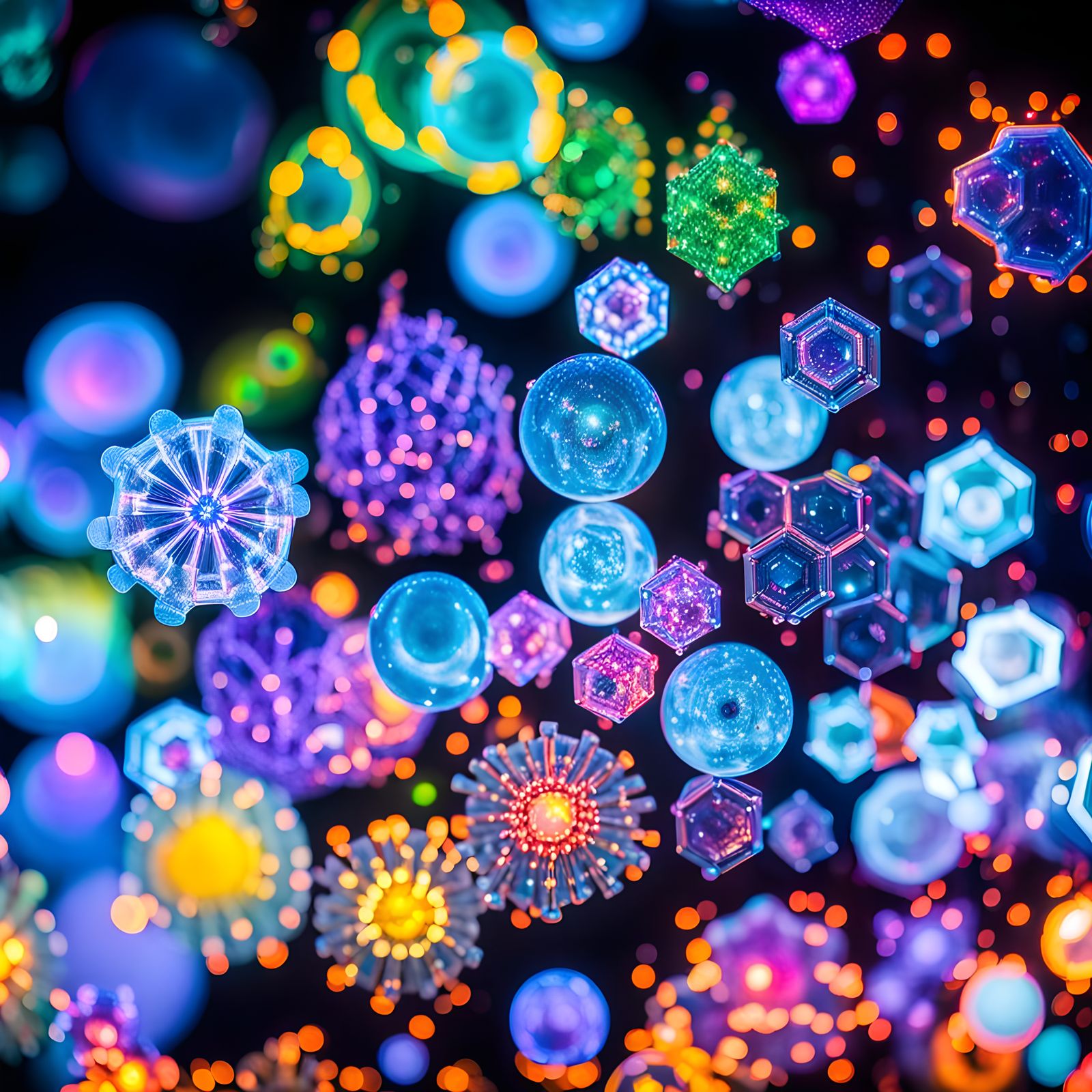 Glowing Microscopic Panels in Ethereal Beauty