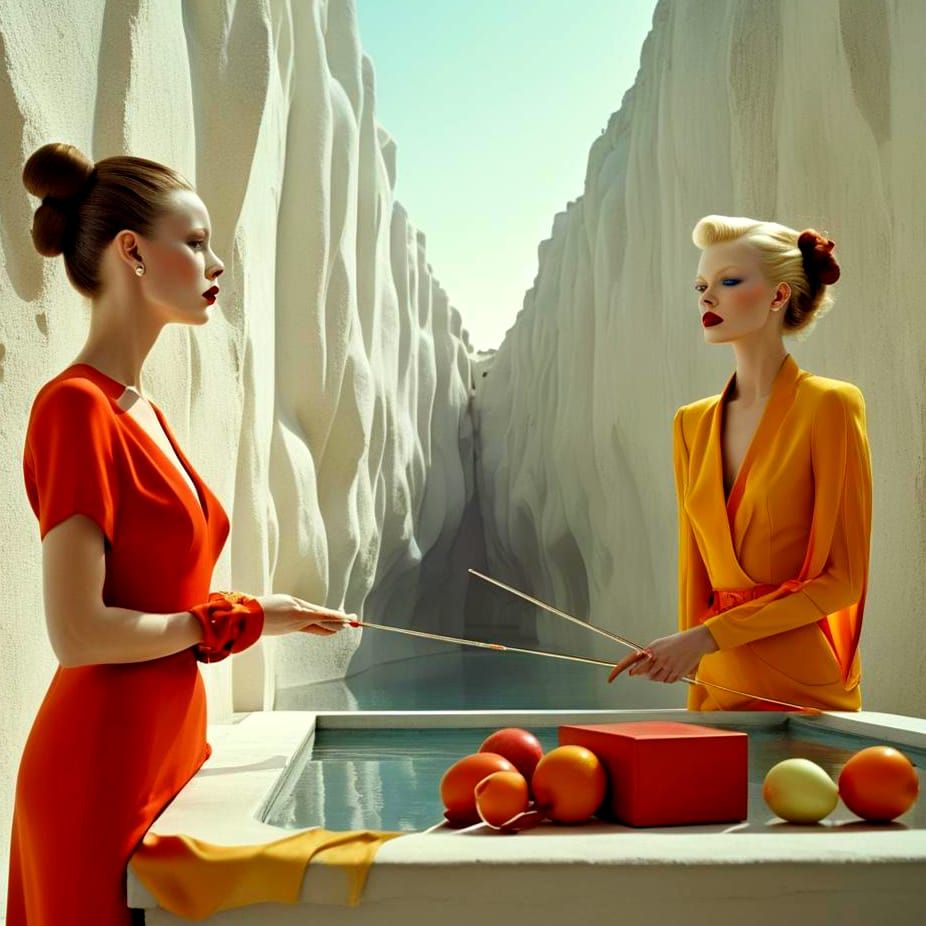 Happy Women in Bizarre Fashion, Colorful Photography