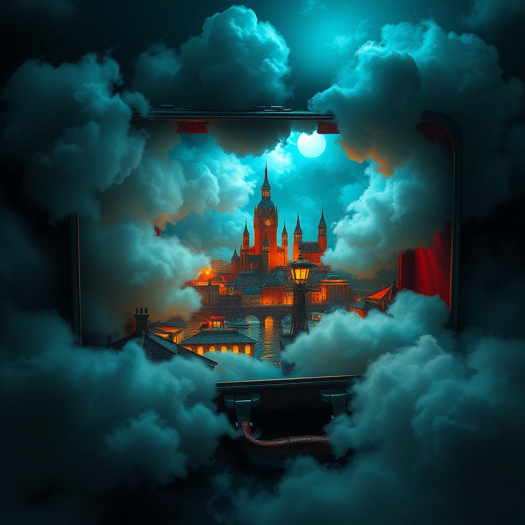 A Suitcase with a Coastal City Inside