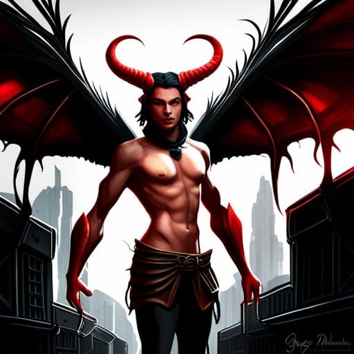 male tiefling wings