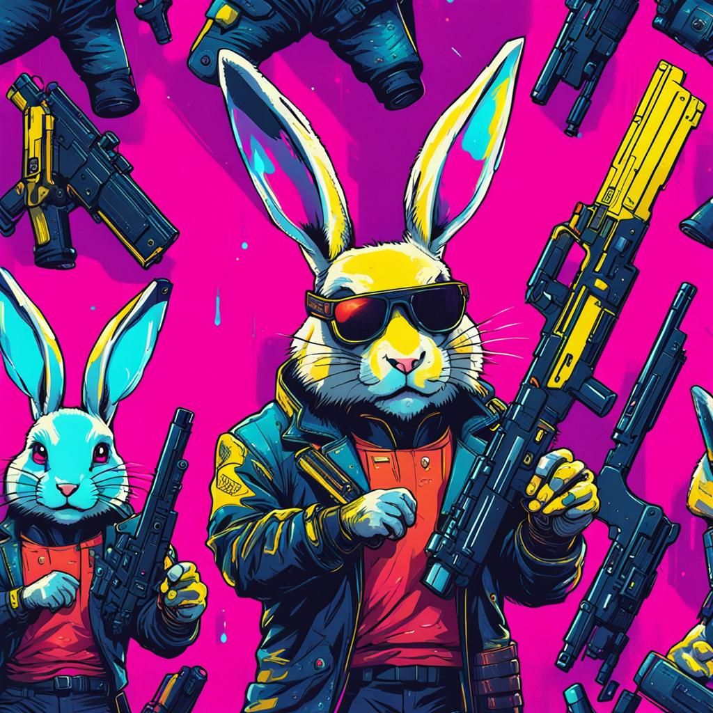 easter bunny with guns - AI Generated Artwork - NightCafe Creator