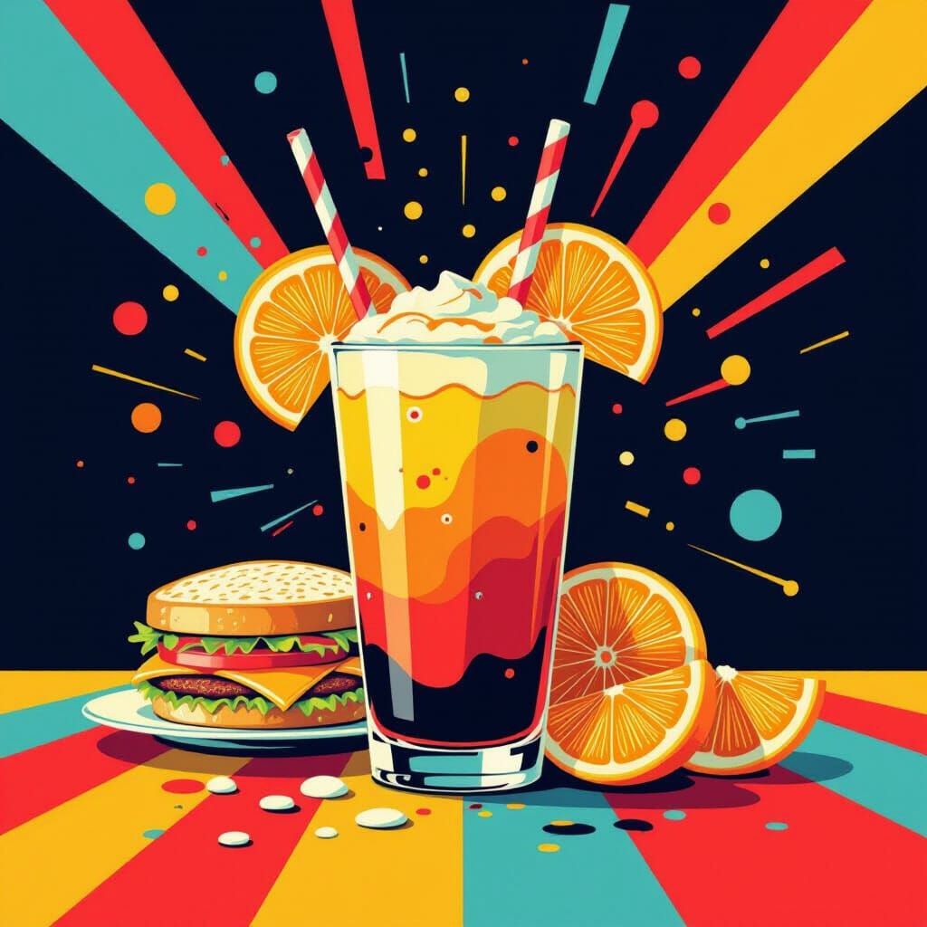 Pop Art Food and Drinks in Bauhaus Style
