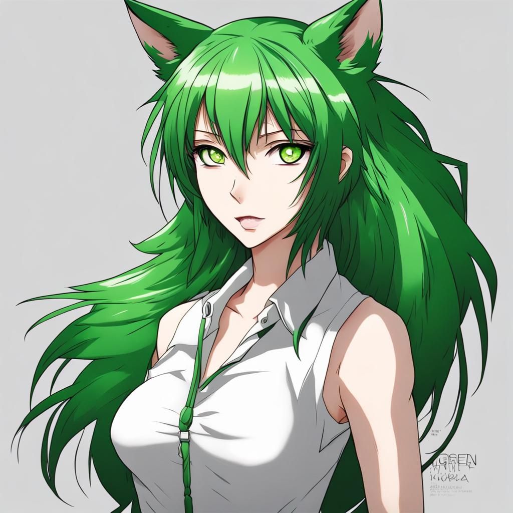Green female human wolf hybrid