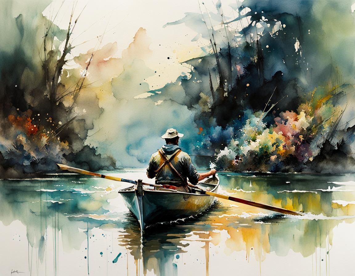 Rowing down the lake