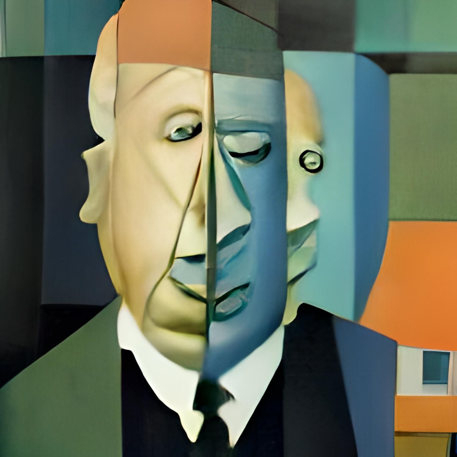 Cubistic Painting of Alfred Hitchcock
