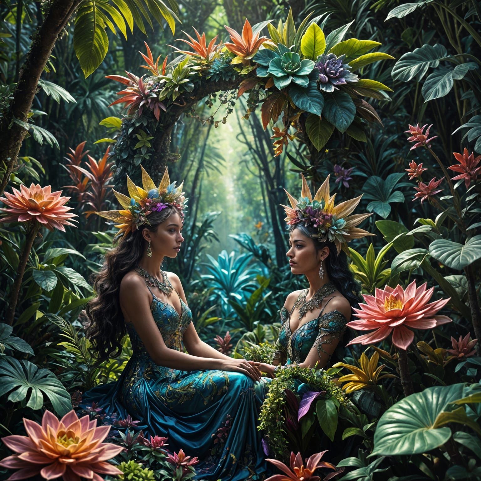 Luxurious Tropical Rainforest Book Cover in Epic Cinematic S...