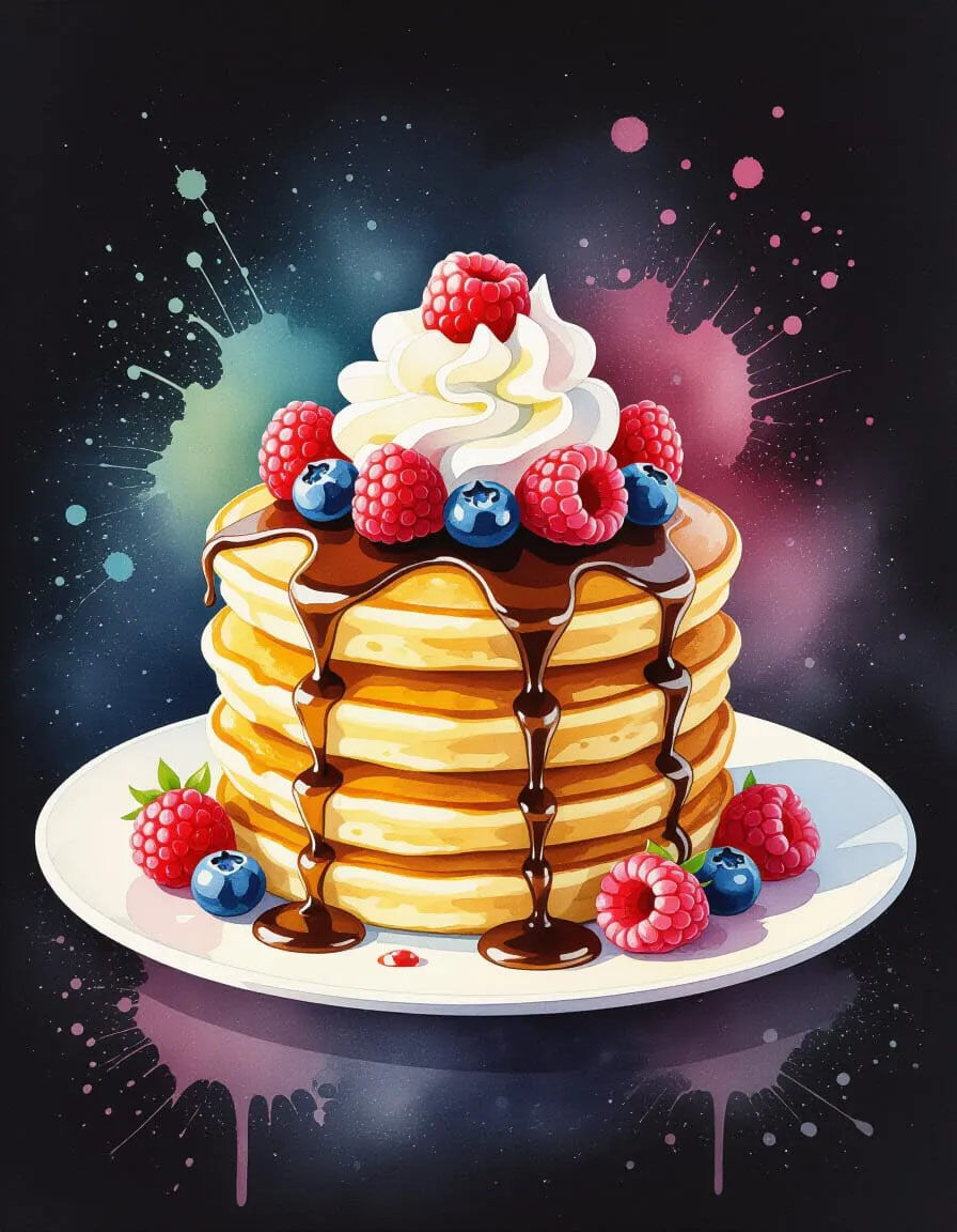 Sweet Fluffy Pancakes 😋🥞🍓🍫