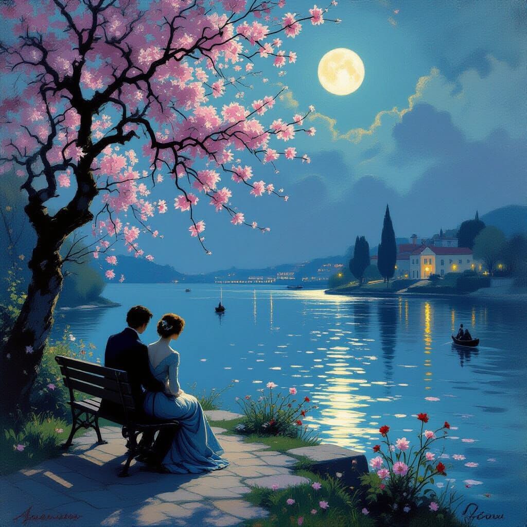 Poet Laments Time's Passage in Romantic Spring Night