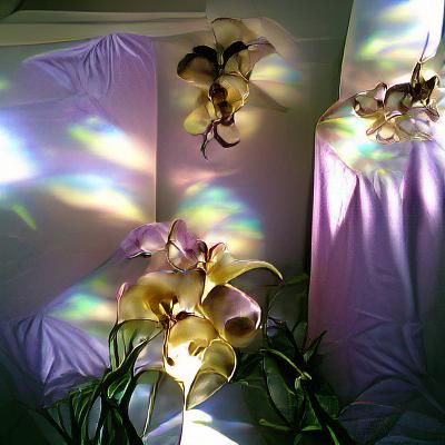 Orchids and Satin iridescent sunshine rays