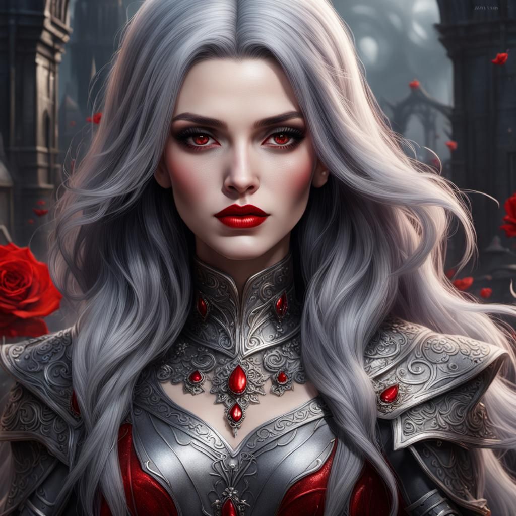 Silver Red Woman - AI Generated Artwork - NightCafe Creator