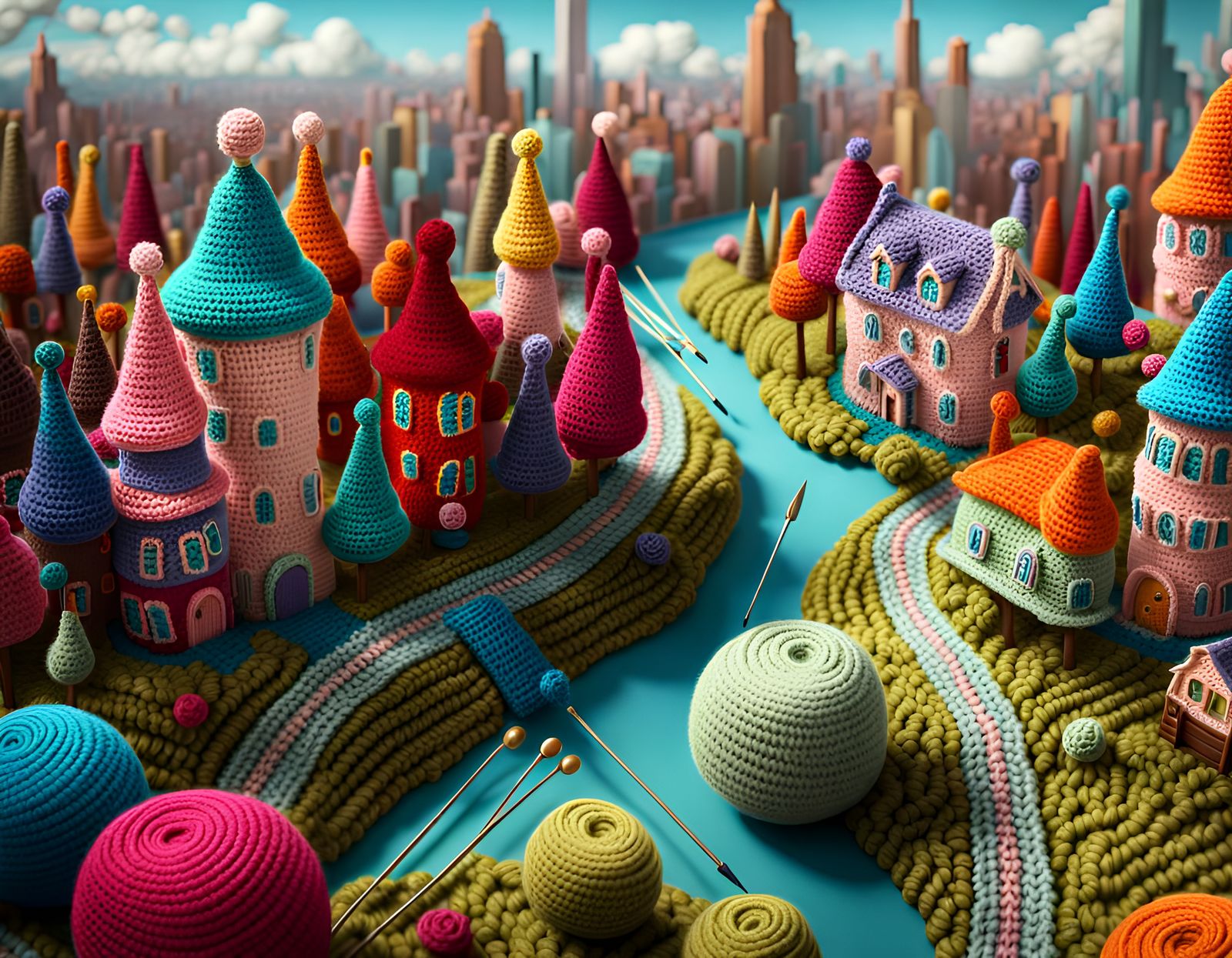 Crochet Cityscape  by @Amarie