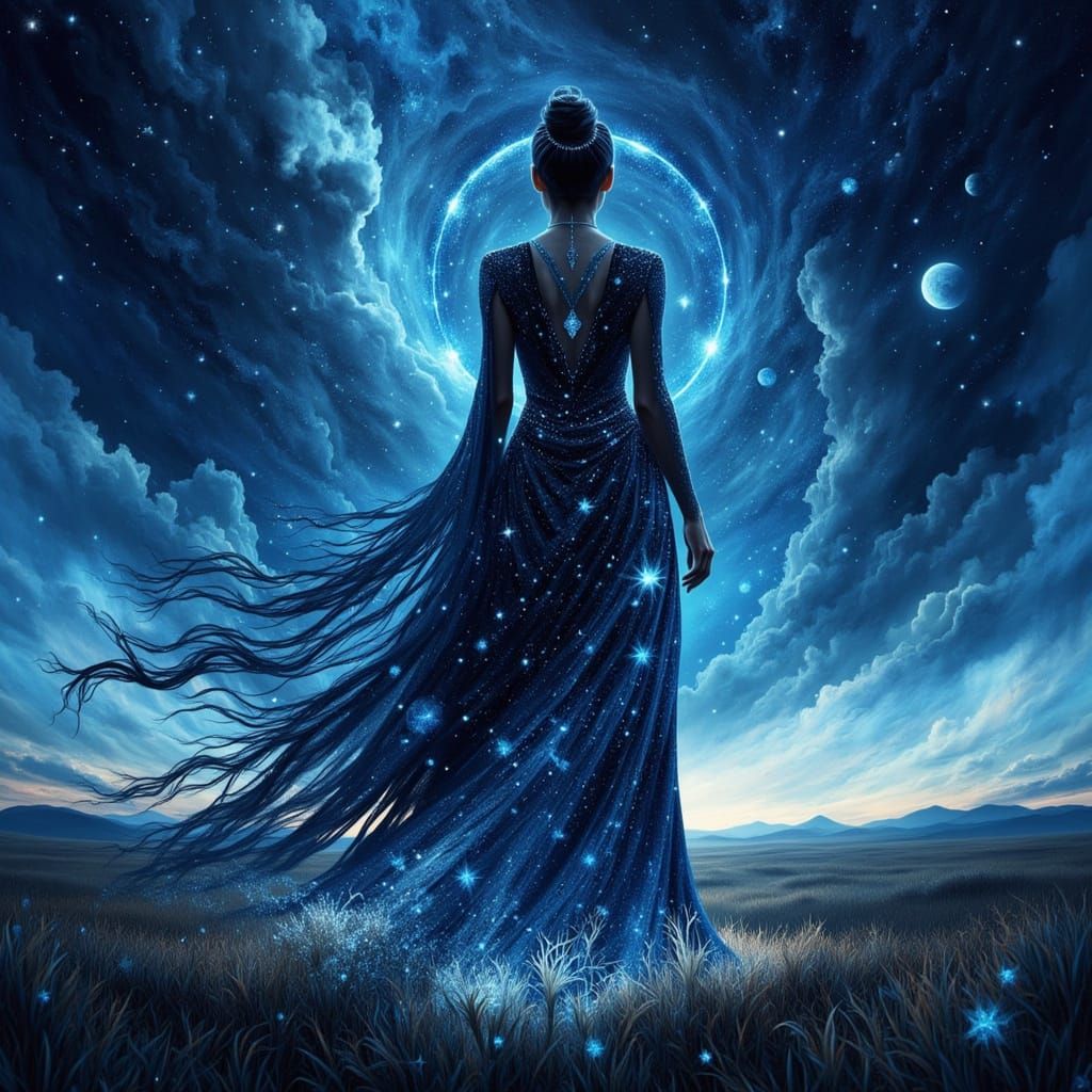 Egyptian Goddess Nuit in Starry Celestial Robes